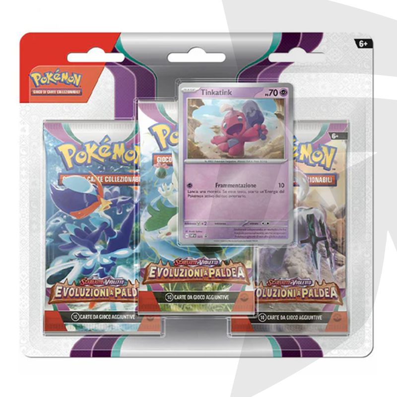 Blister da 3 bustine + Carta Promo Tinkatink - Scarlatto e Violetto - Evoluzioni a Paldea - ITA