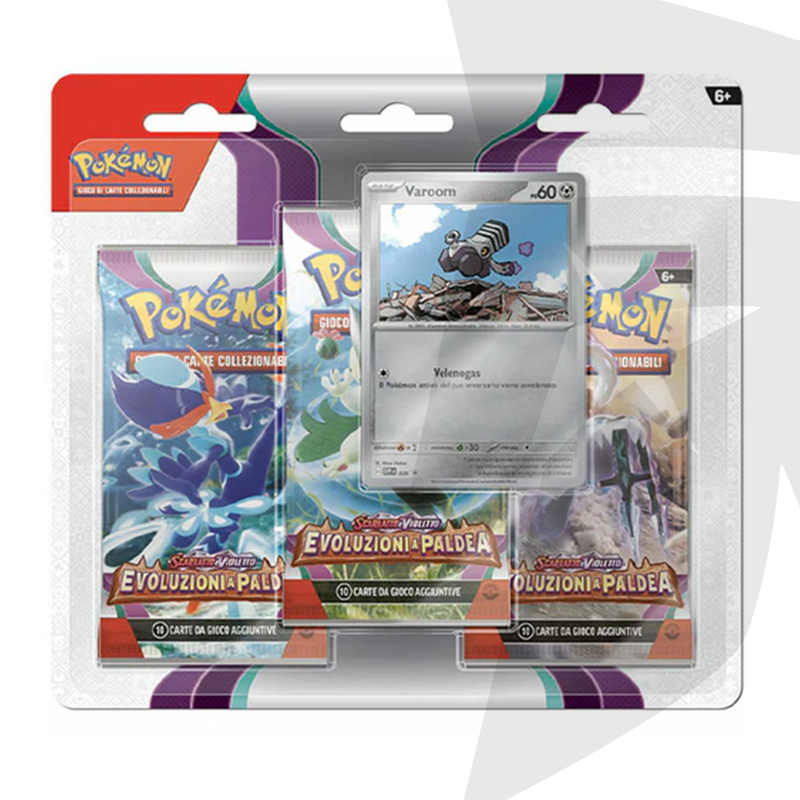 Blister da 3 bustine + Carta Promo Varoom - Scarlatto e Violetto - Evoluzioni a Paldea - ITA