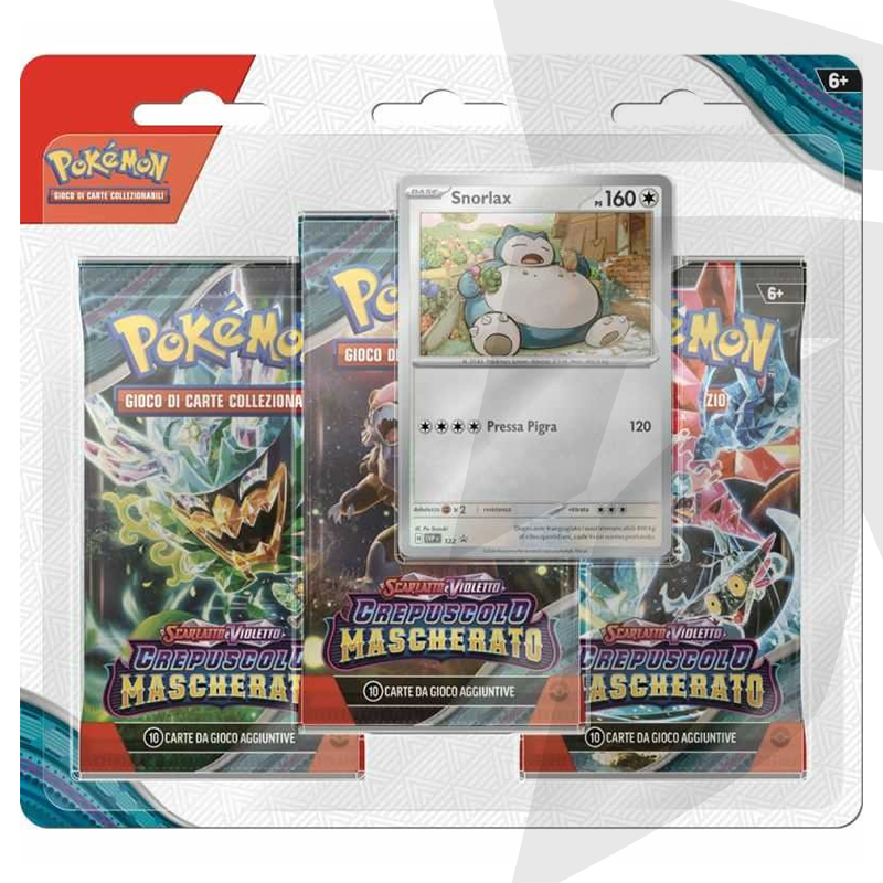 Blister da 3 bustine + Carta Promo Snorlax - Scarlatto e Violetto - Crepuscolo Mascherato - ITA