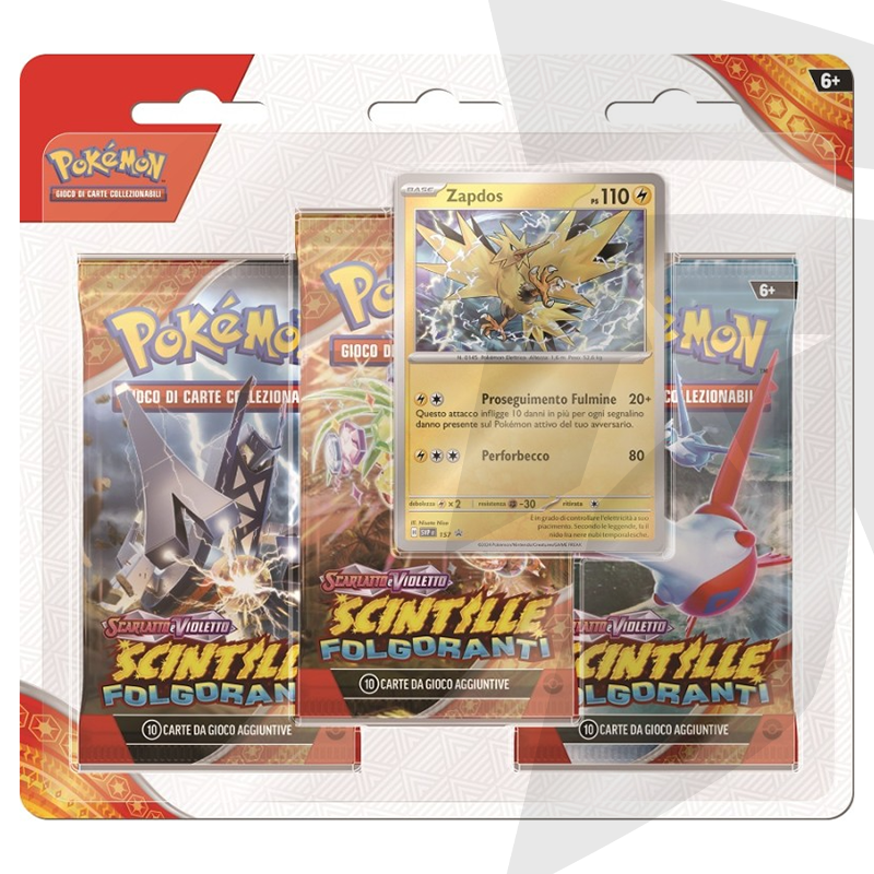 Blister da 3 bustine + Carta Promo Zapdos - Scarlatto e Violetto - Scintille Folgoranti - ITA