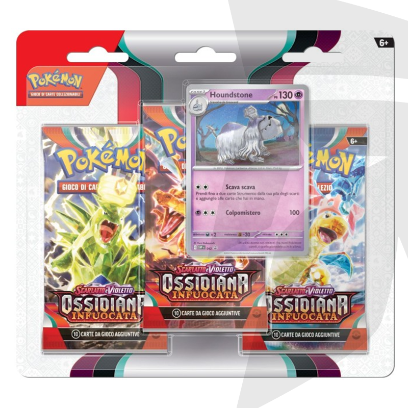 Blister da 3 bustine + Carta Promo Houndstone - Scarlatto e Violetto - Ossidiana Infuocata - ITA
