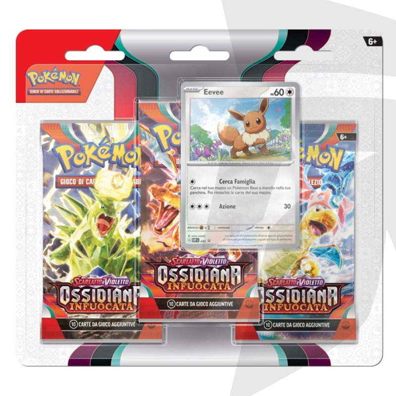 Blister da 3 bustine + Carta Promo Eevee - Scarlatto e Violetto - Ossidiana Infuocata - ITA