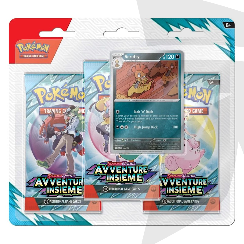 Blister da 3 bustine + Carta Promo Scrafty - Scarlatto e Violetto Avventure Insieme - ITA