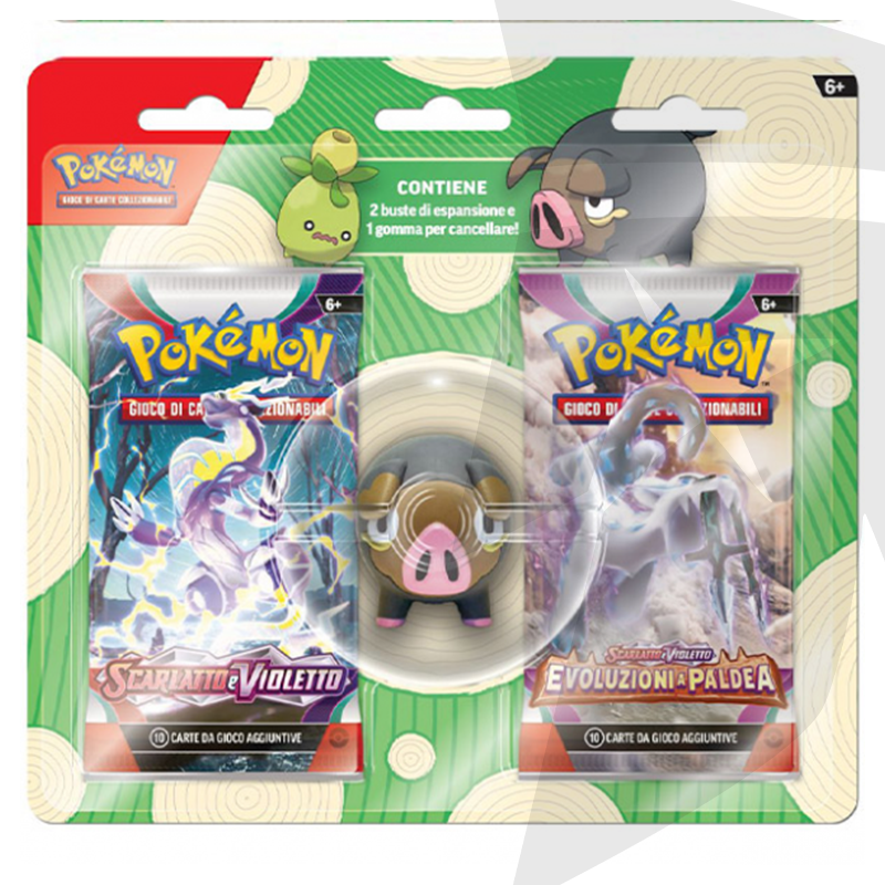 Blister da 2 bustine + Gomma per cancellare Lechonk - ITA