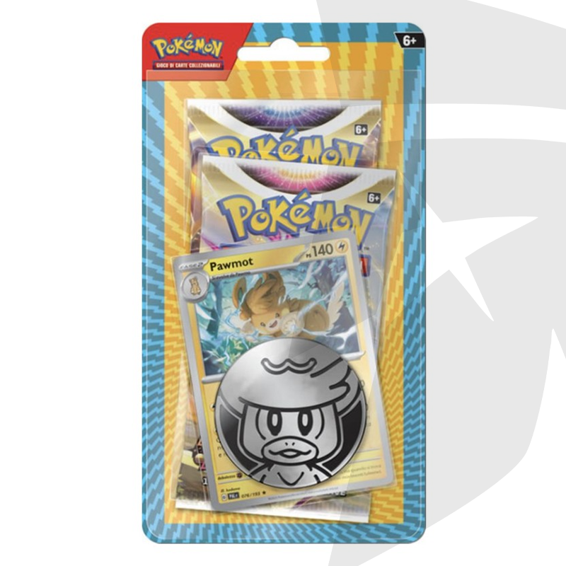 Blister da 2 bustine + 1 Moneta + Carta Promo Pawmot - Spada e Scudo - ITA