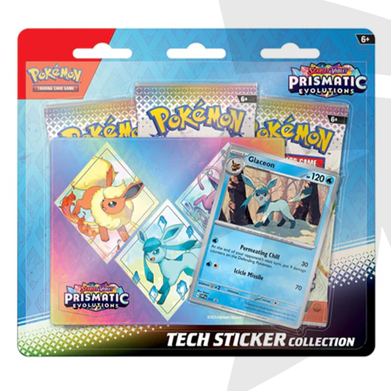 Blister da 3 bustine con Adesivo + Carta Promo Glaceon - Scarlatto e Violetto - Evoluzioni Prismatiche - ITA